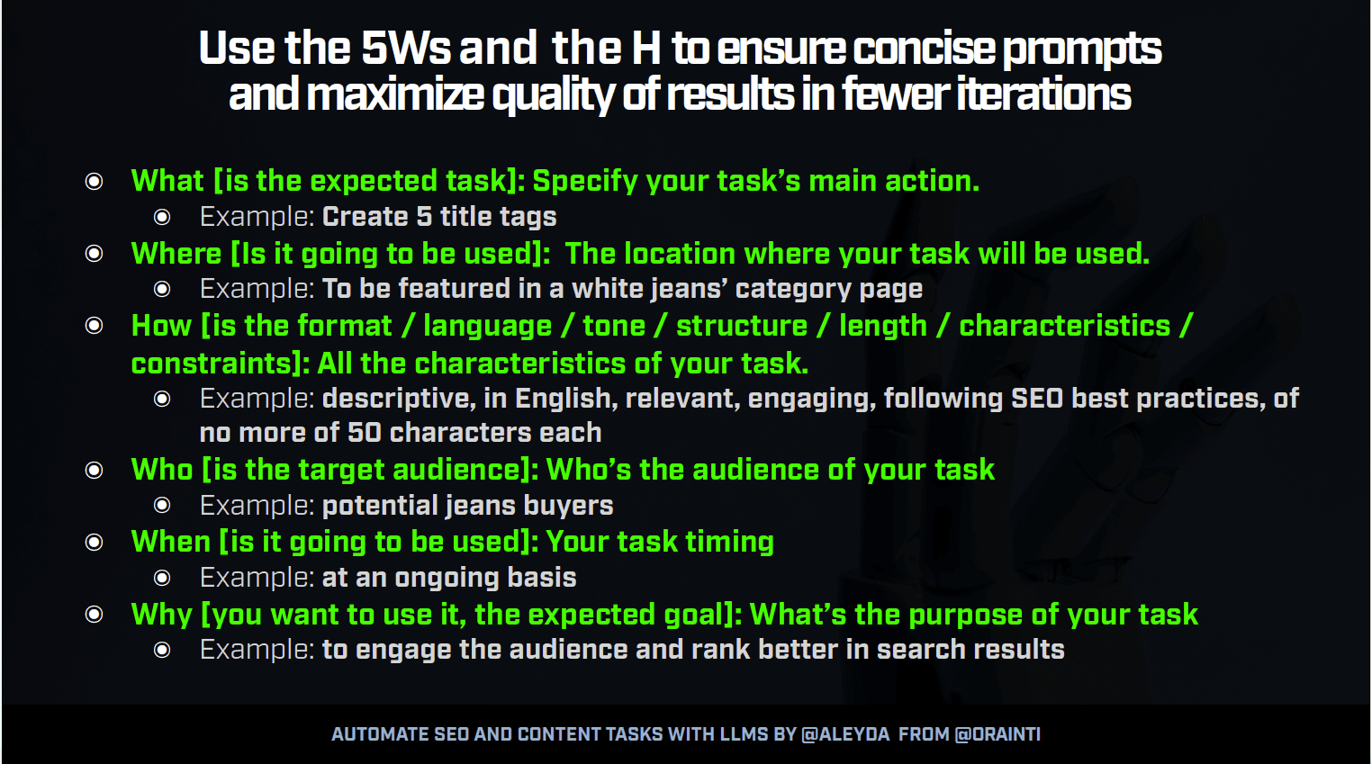 The 5Ws and H Framework